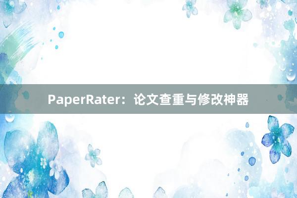 PaperRater：论文查重与修改神器